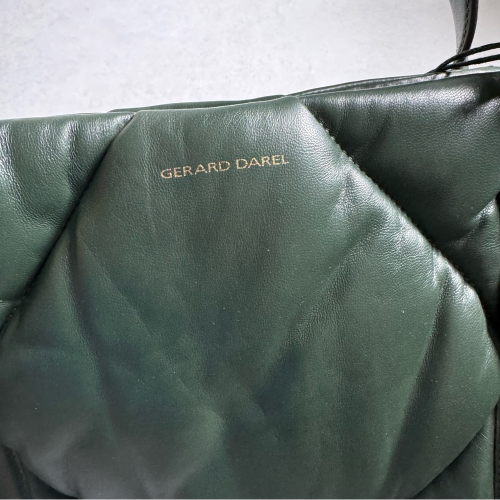 New GERARD DAREL  Le 24H Quilted Leather Shoulder Bag Dark Green Leather - Picture 8 of 12